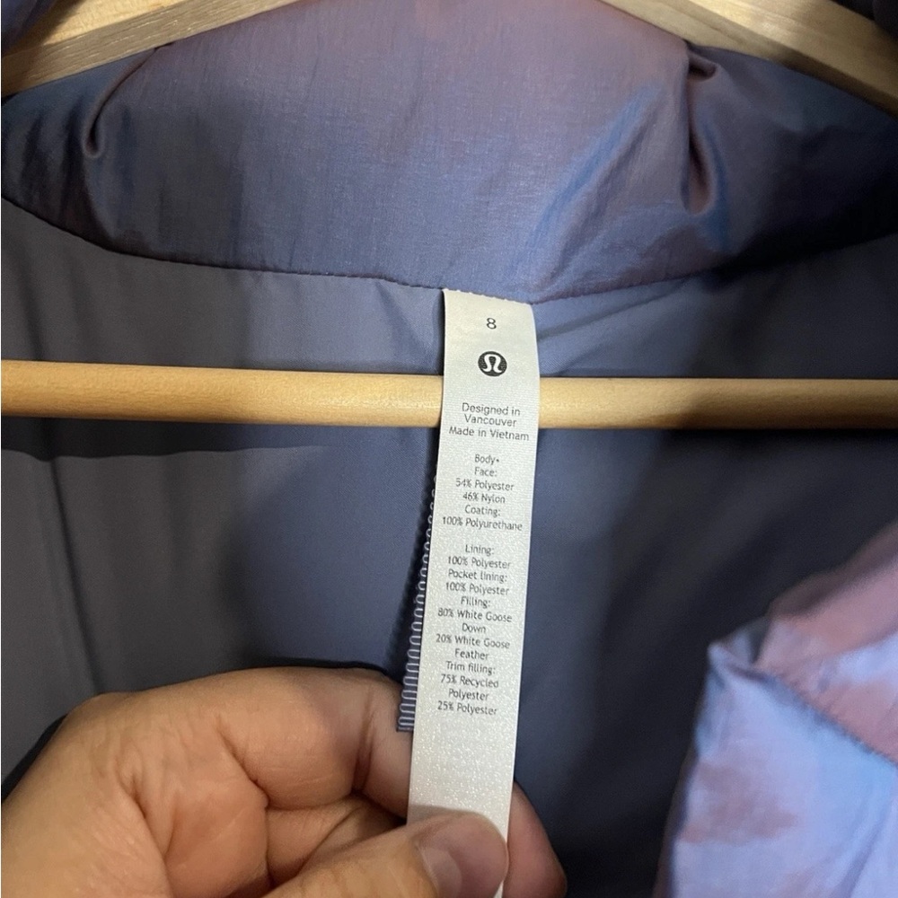 Lululemon vest womens 8 wunder puff cropped indigo athletic preppy snow down ski - Picture 5 of 7